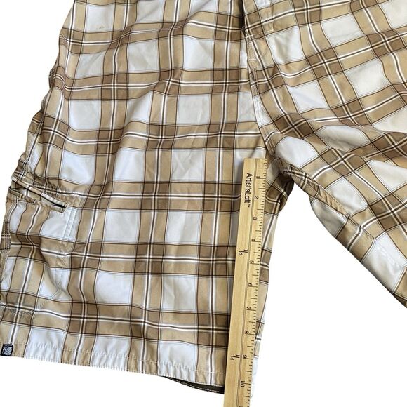 Lost Enterprises Board Shorts Plaid Crown Wings Embroidered Patches Men's Sz 36 - Picture 9 of 9